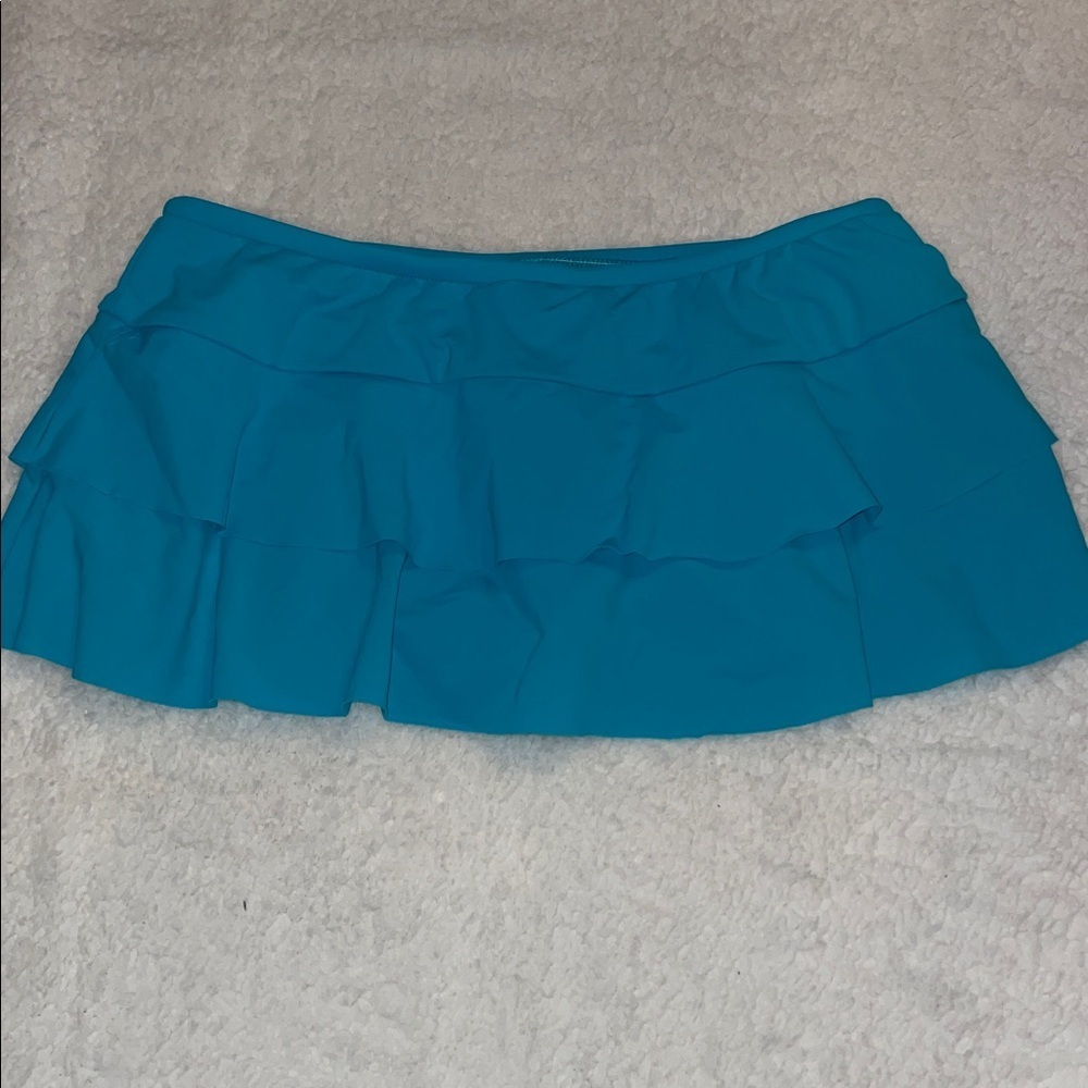 Sunsets Separates Turquoise Swimwear. Swim Skirt.  Size Large.  3 tiered ruffles